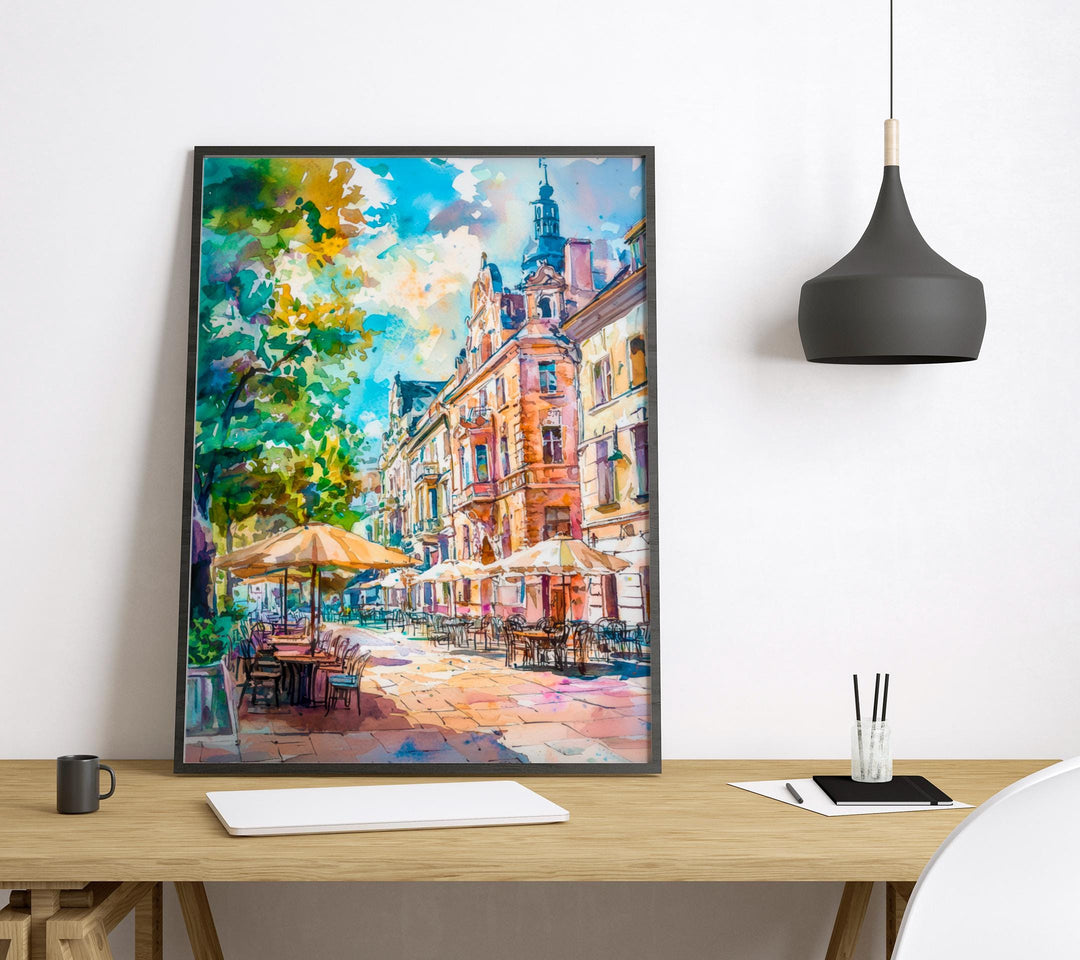 Lodz Watercolor Poster Wall Art Lodz Wall Hanging Home Décor Lodz Gift Art Lovers Poland Wall Art Lodz Travel Poster Gift
