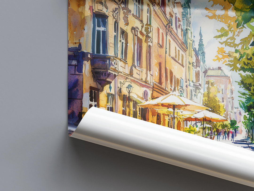 Lodz Watercolor Poster Wall Art Lodz Wall Hanging Home Décor Lodz Gift Art Lovers Poland Wall Art Lodz Travel Poster Gift