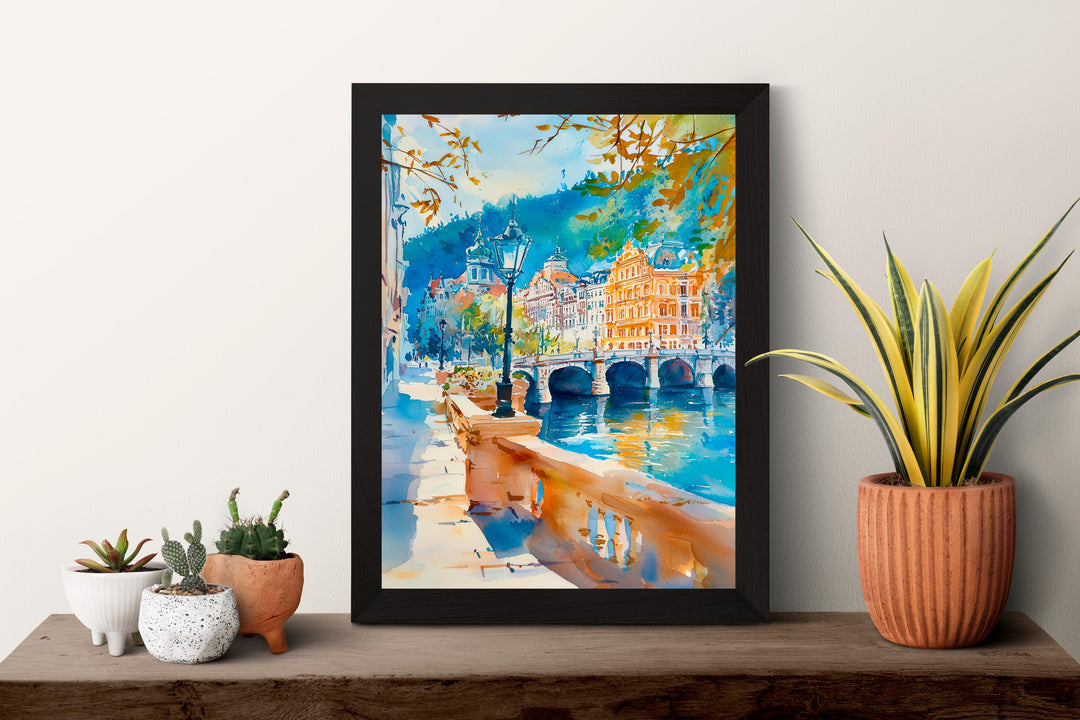 Karlovy Vary Watercolor Poster Wall Art Karlovy Vary Wall Hanging Home Décor Karlovy Vary Gift Art Lovers Czech Republic Wall Art
