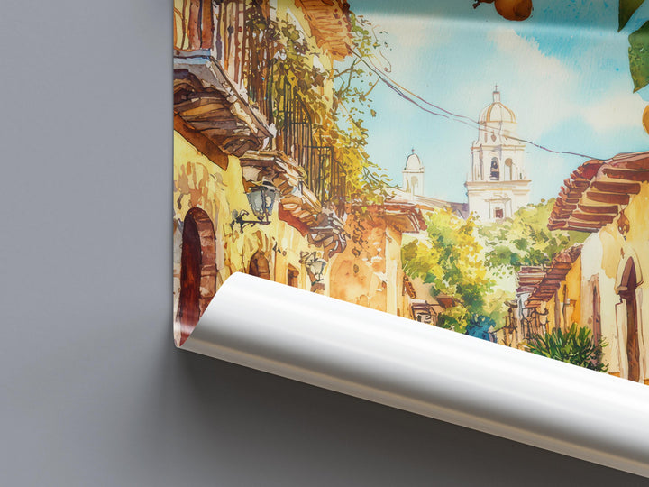 Oaxaca City Watercolor Poster Wall Art Oaxaca City Wall Hanging Home Décor Oaxaca City Gift Art Lovers Mexico Wall Art