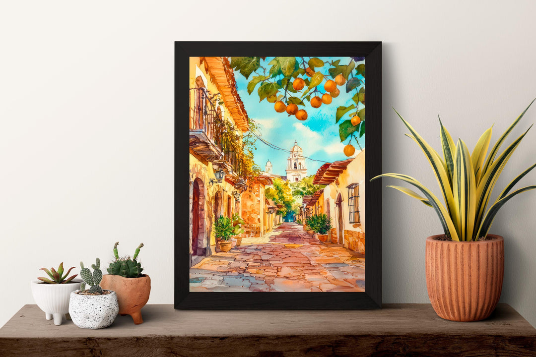 Oaxaca City Watercolor Poster Wall Art Oaxaca City Wall Hanging Home Décor Oaxaca City Gift Art Lovers Mexico Wall Art