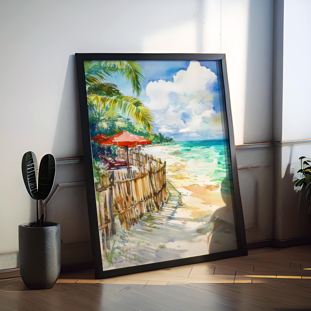 Playa del Carmen Watercolor Poster Wall Art Playa del Carmen Wall Hanging Home Décor Playa del Carmen Gift Art Lovers Mexico Wall Art