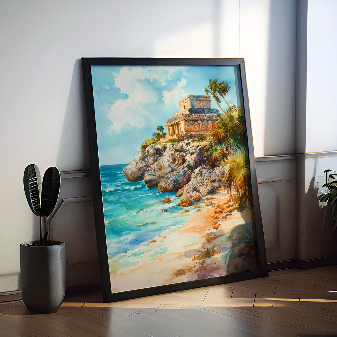 Tulum Watercolor Poster Wall Art Tulum Wall Hanging Home Décor Tulum Gift Art Lovers Mexico Wall Art