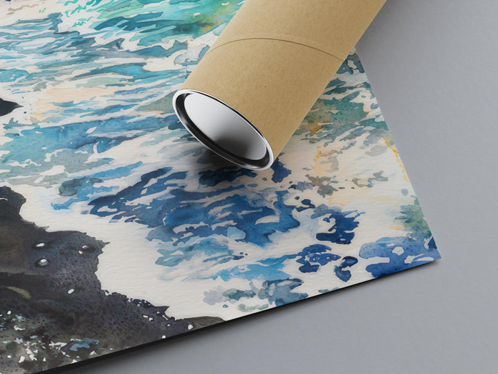Punaluʻu Black Sand Beach Watercolor Poster Wall Art Punaluʻu Black Sand Beach Wall Hanging Home Décor Punaluʻu Black Sand Beach