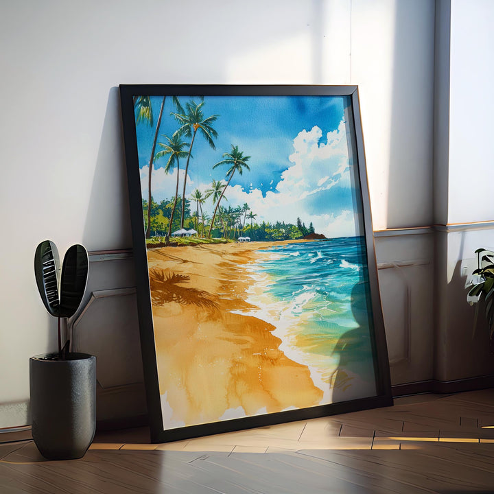 Poipu Beach Watercolor Poster Wall Art Poipu Beach Wall Hanging Home Décor Poipu Beach Gift Art Lovers United States Wall Art