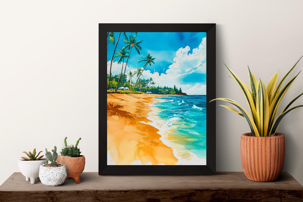 Poipu Beach Watercolor Poster Wall Art Poipu Beach Wall Hanging Home Décor Poipu Beach Gift Art Lovers United States Wall Art