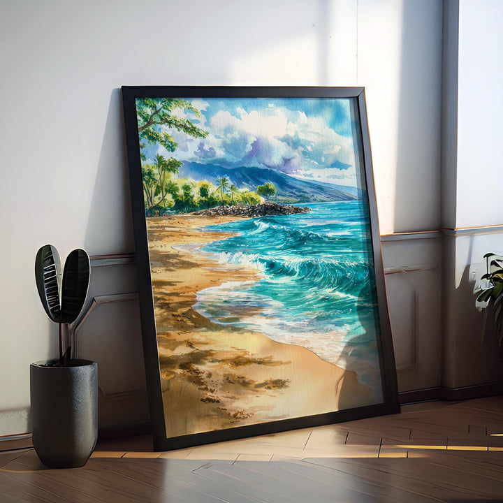 Makena Beach Watercolor Poster Wall Art Makena Beach Wall Hanging Home Décor Makena Beach Gift Art Lovers United States Wall Art