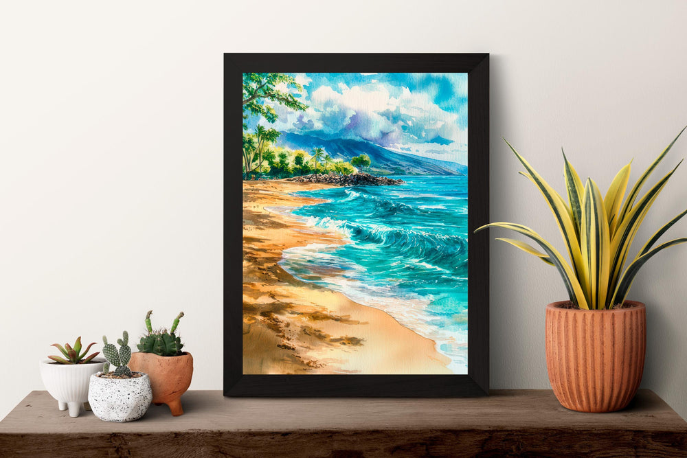 Makena Beach Watercolor Poster Wall Art Makena Beach Wall Hanging Home Décor Makena Beach Gift Art Lovers United States Wall Art