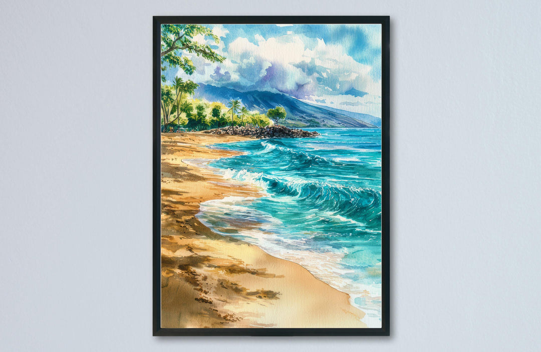 Makena Beach Watercolor Poster Wall Art Makena Beach Wall Hanging Home Décor Makena Beach Gift Art Lovers United States Wall Art