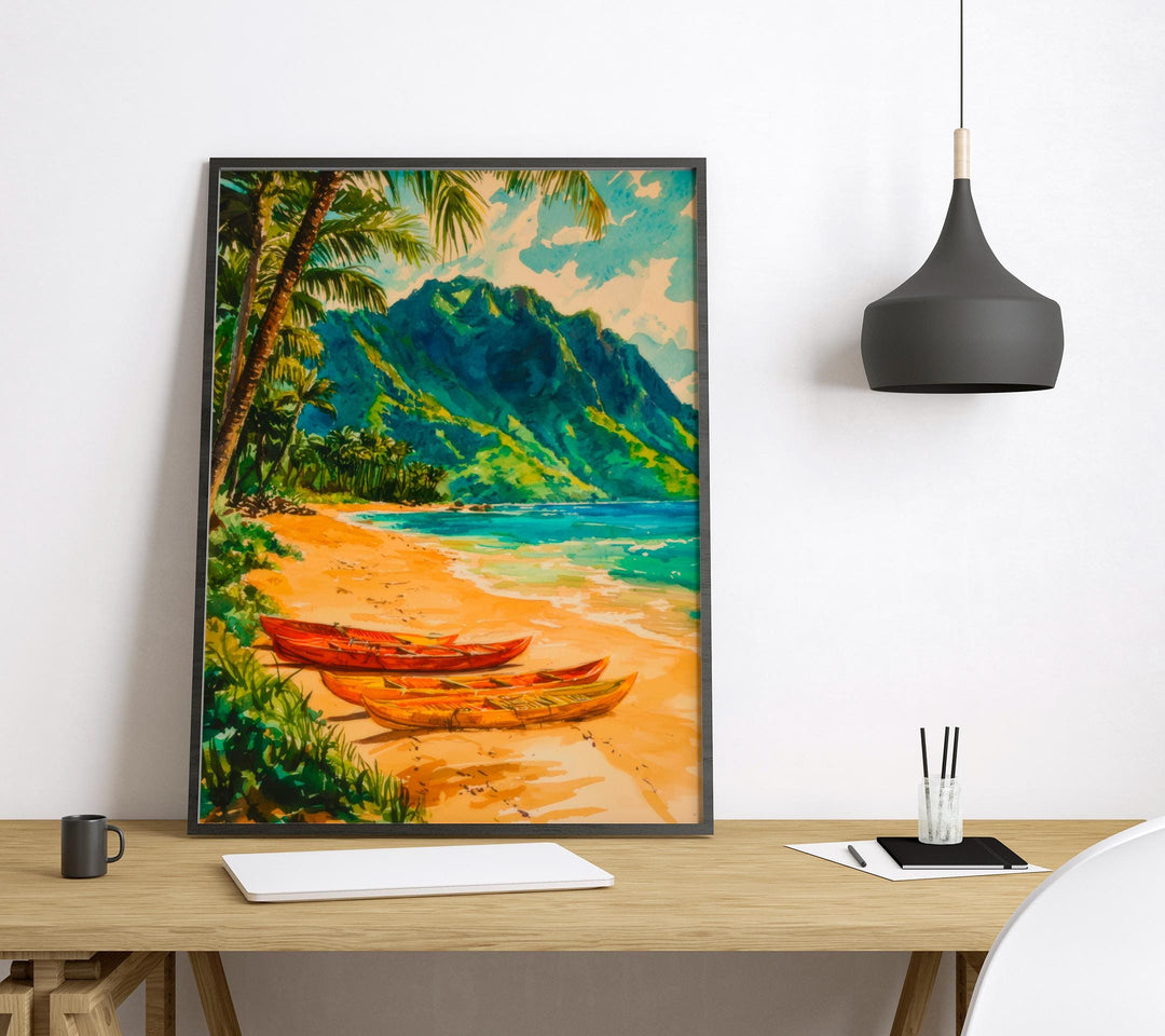 Lumahai Beach Watercolor Poster Wall Art Lumahai Beach Wall Hanging Home Décor Lumahai Beach Gift Art Lovers United States Wall Art