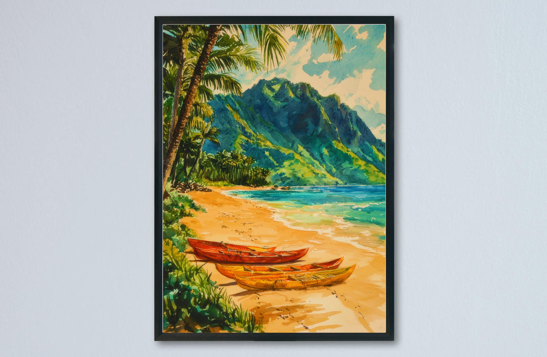 Lumahai Beach Watercolor Poster Wall Art Lumahai Beach Wall Hanging Home Décor Lumahai Beach Gift Art Lovers United States Wall Art