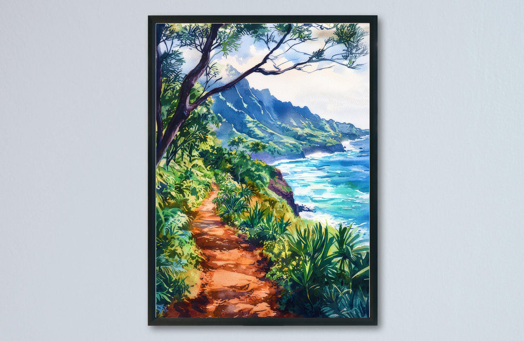Kalalau Trail Watercolor Poster Wall Art Kalalau Trail Wall Hanging Home Décor Kalalau Trail Gift Art Lovers United States Wall Art