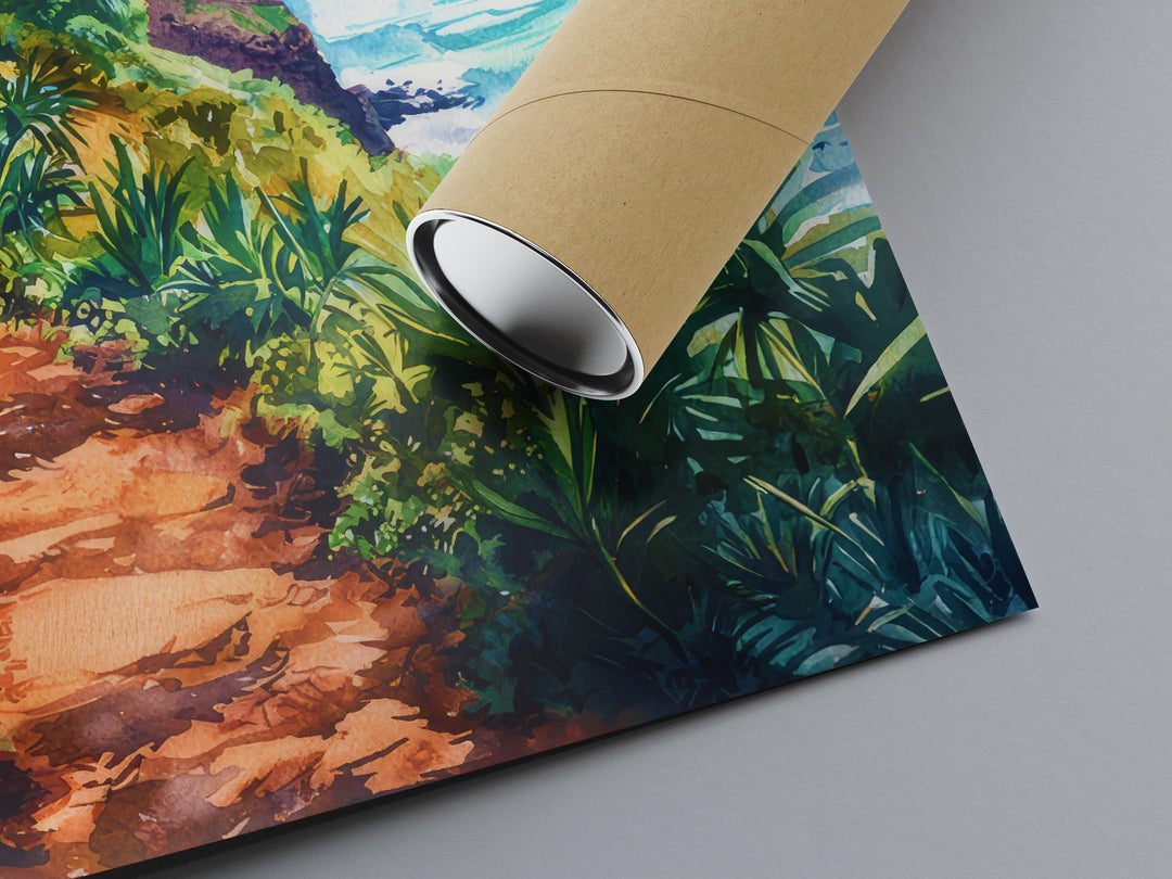 Kalalau Trail Watercolor Poster Wall Art Kalalau Trail Wall Hanging Home Décor Kalalau Trail Gift Art Lovers United States Wall Art