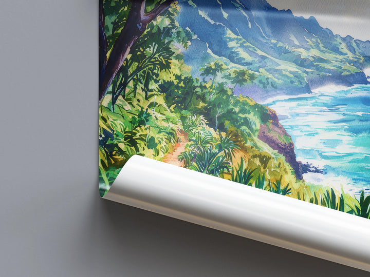 Kalalau Trail Watercolor Poster Wall Art Kalalau Trail Wall Hanging Home Décor Kalalau Trail Gift Art Lovers United States Wall Art