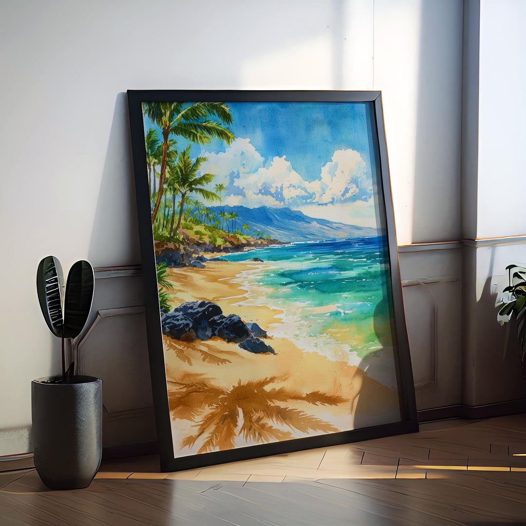 Kaanapali Beach Watercolor Poster Wall Art Kaanapali Beach Wall Hanging Home Décor Kaanapali Beach Gift Art Lovers United States Wall Art