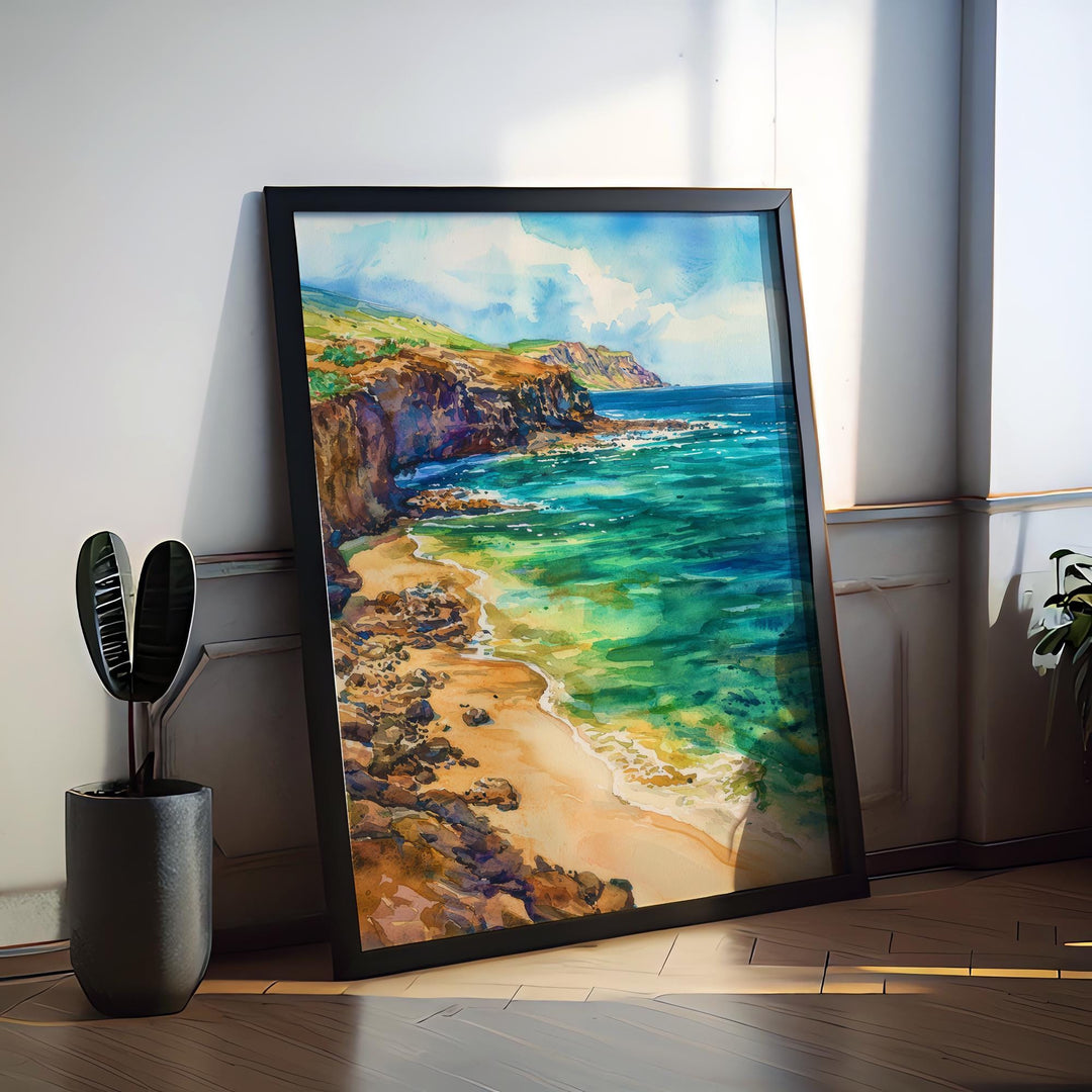 Green Sand Beach Watercolor Poster Wall Art Green Sand Beach Wall Hanging Home Décor Green Sand Beach Gift Art Lovers United States Wall Art