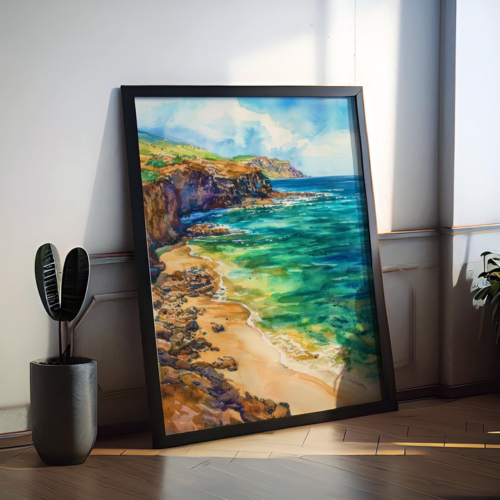 Green Sand Beach Watercolor Poster Wall Art Green Sand Beach Wall Hanging Home Décor Green Sand Beach Gift Art Lovers United States Wall Art