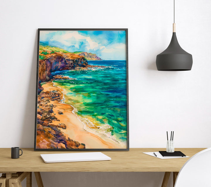 Green Sand Beach Watercolor Poster Wall Art Green Sand Beach Wall Hanging Home Décor Green Sand Beach Gift Art Lovers United States Wall Art