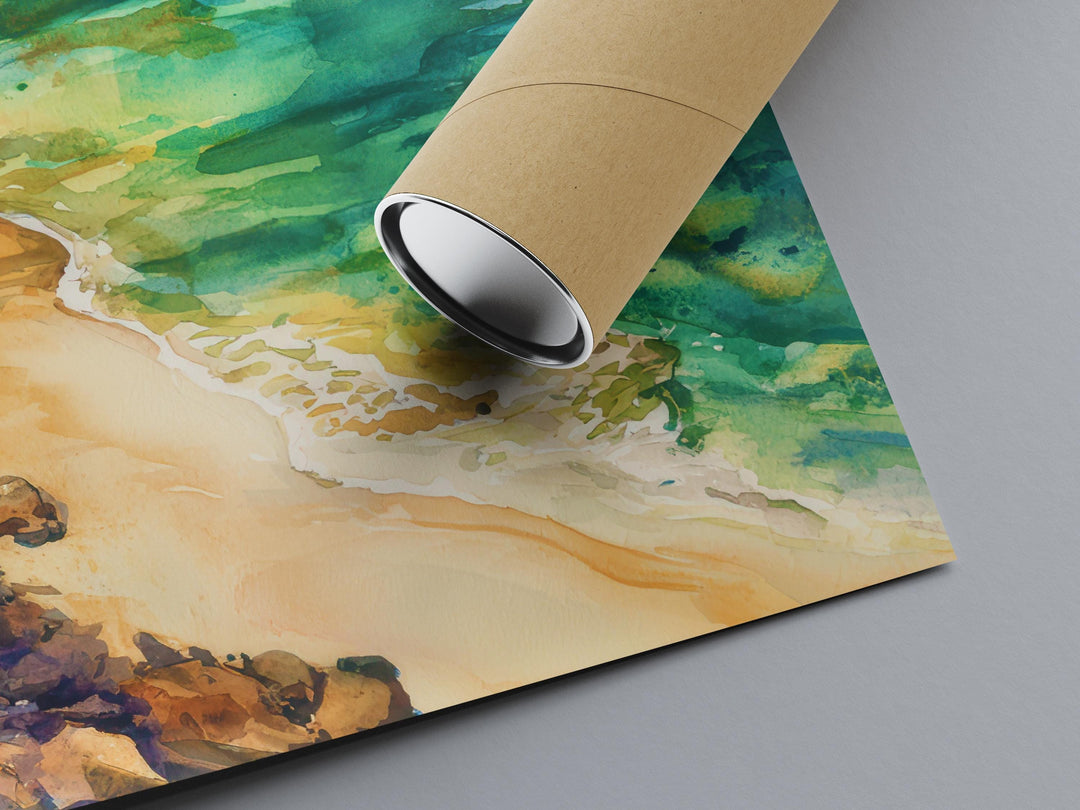 Green Sand Beach Watercolor Poster Wall Art Green Sand Beach Wall Hanging Home Décor Green Sand Beach Gift Art Lovers United States Wall Art