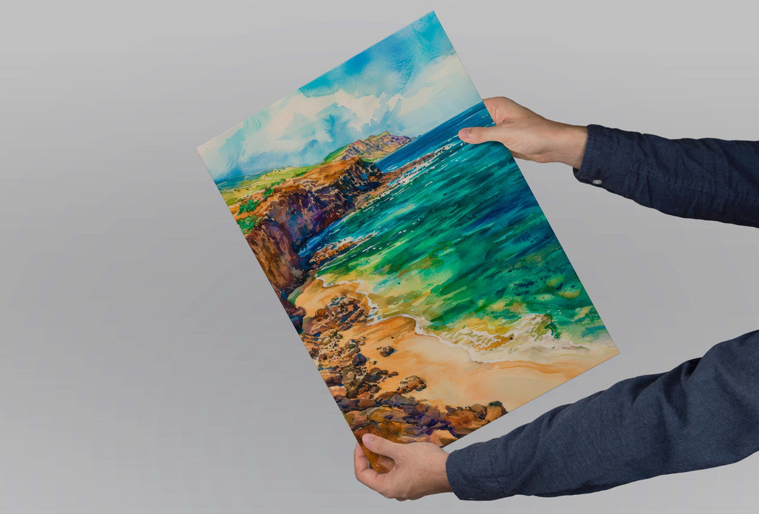 Green Sand Beach Watercolor Poster Wall Art Green Sand Beach Wall Hanging Home Décor Green Sand Beach Gift Art Lovers United States Wall Art