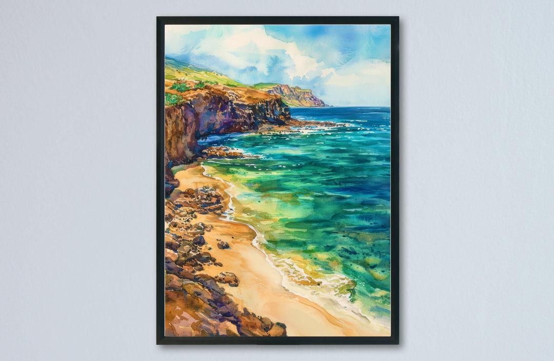 Green Sand Beach Watercolor Poster Wall Art Green Sand Beach Wall Hanging Home Décor Green Sand Beach Gift Art Lovers United States Wall Art