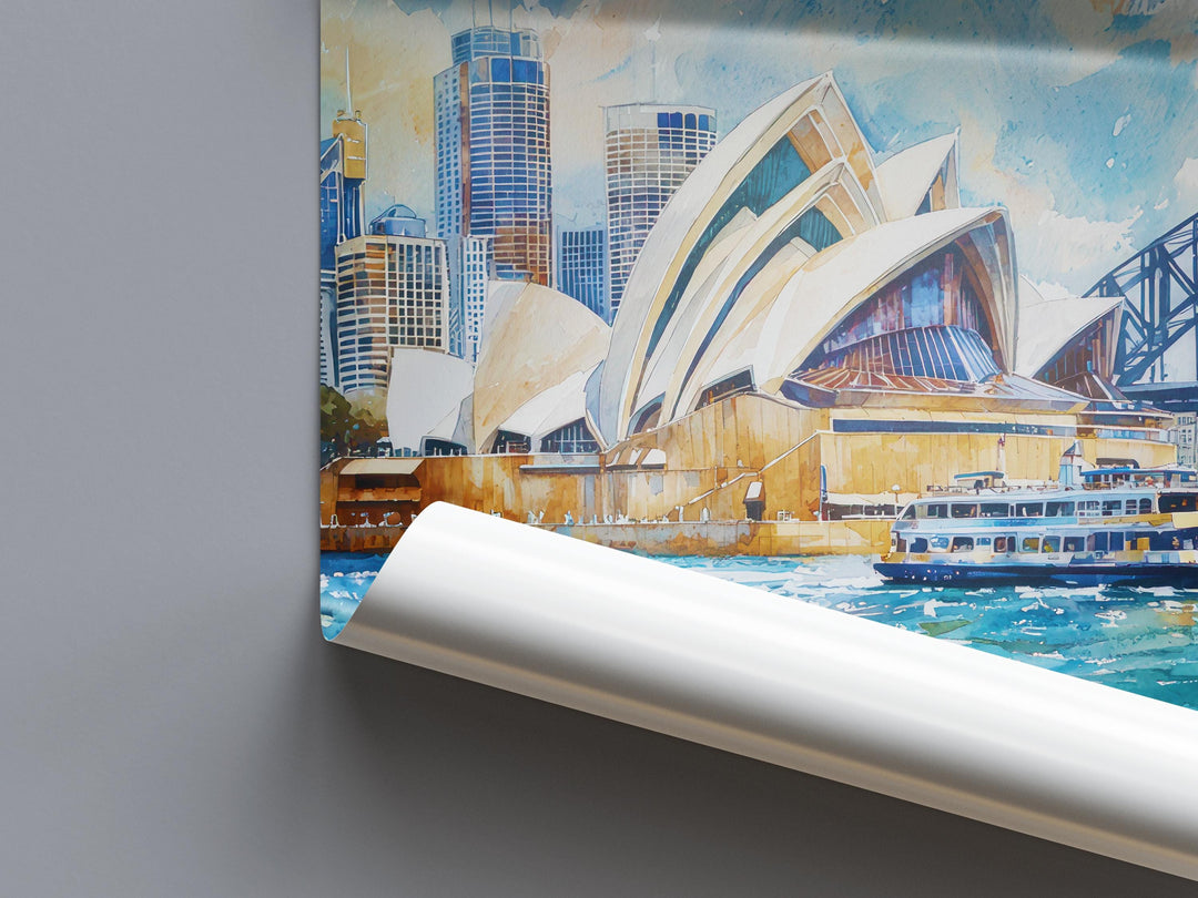 Sydney Opera House Watercolor Poster Wall Art Sydney Opera House Wall Hanging Home Décor Sydney Opera House Gift Art Lovers Australia Art