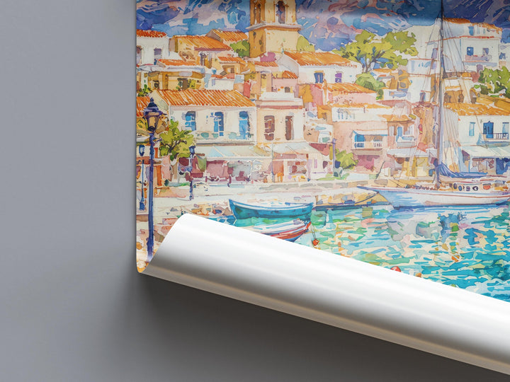 Agios Nikolaos Watercolor Poster Wall Art Agios Nikolaos Wall Hanging Home Décor Agios Nikolaos Gift Art Lovers Greece Wall Art