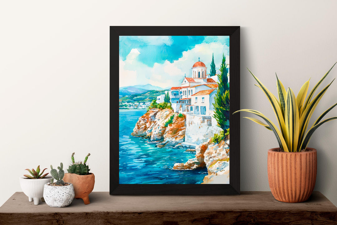 Andros Watercolor Poster Wall Art Andros Wall Hanging Home Décor Andros Gift Art Lovers Greece Wall Art