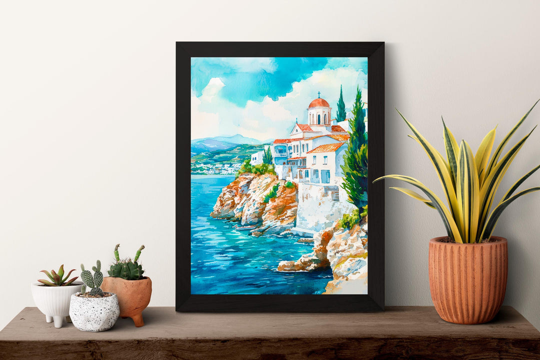 Andros Watercolor Poster Wall Art Andros Wall Hanging Home Décor Andros Gift Art Lovers Greece Wall Art