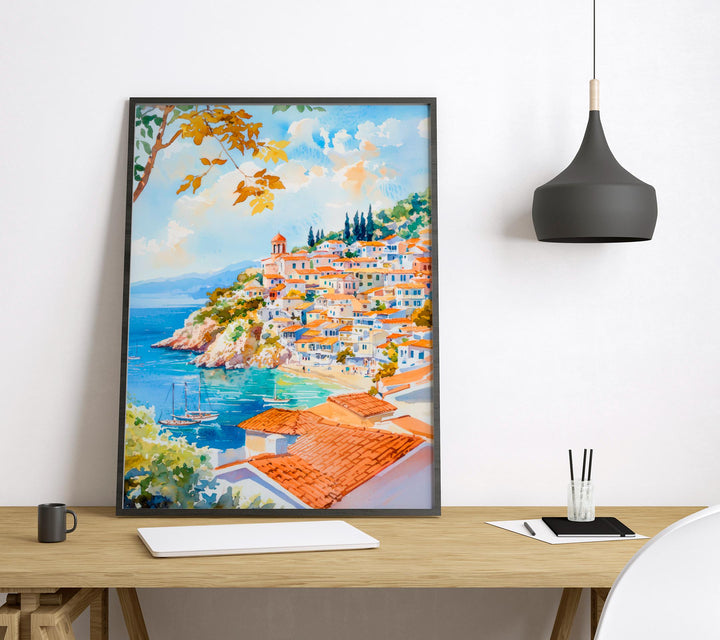 Parga Watercolor Poster Wall Art Parga Wall Hanging Home Décor Parga Gift Art Lovers Greece Wall Art