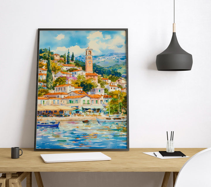 Poros Watercolor Poster Wall Art Poros Wall Hanging Home Décor Poros Gift Art Lovers Greece Wall Art
