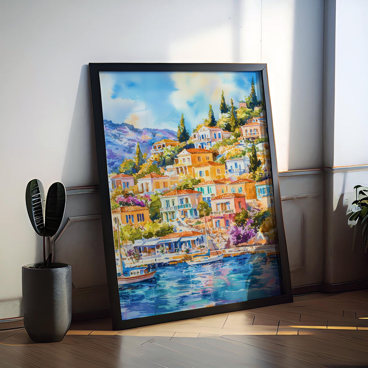 Symi Watercolor Poster Wall Art Symi Wall Hanging Home Décor Symi Gift Art Lovers Greece Wall Art