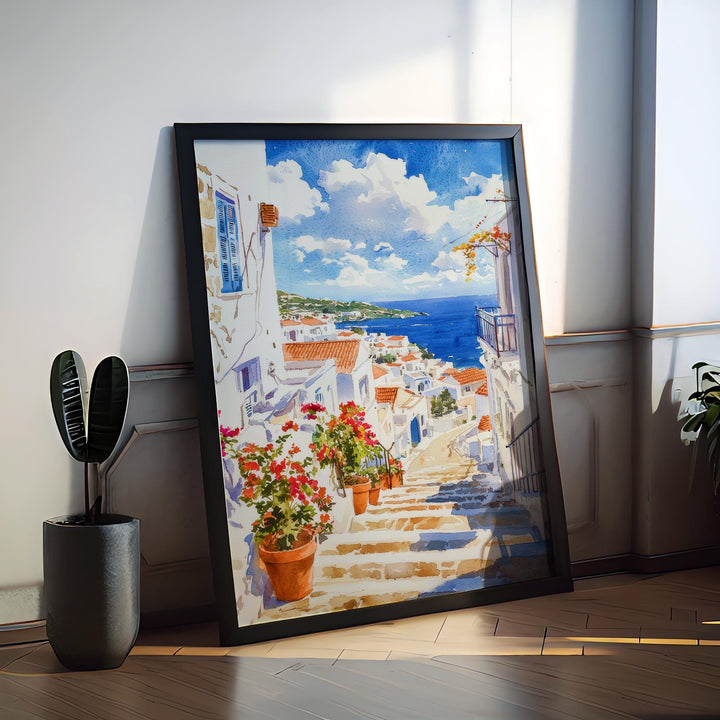 Syros Watercolor Poster Wall Art Syros Wall Hanging Home Décor Syros Gift Art Lovers Greece Wall Art
