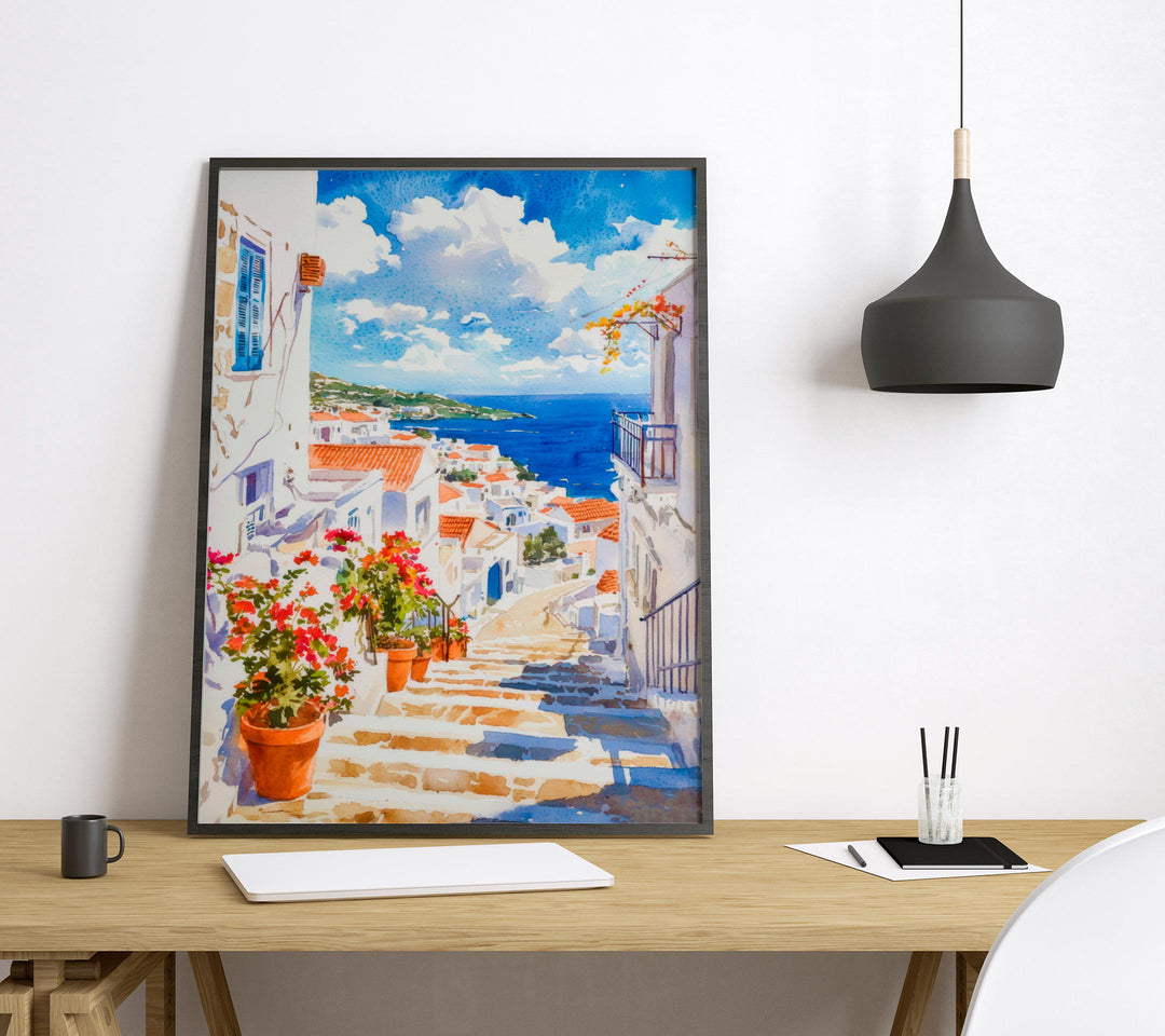 Syros Watercolor Poster Wall Art Syros Wall Hanging Home Décor Syros Gift Art Lovers Greece Wall Art