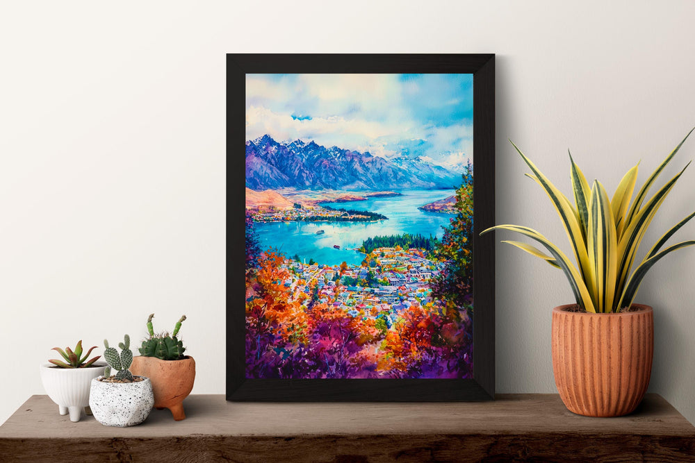 Queenstown Watercolor Poster Wall Art Queenstown Wall Hanging Home Décor Queenstown Gift Art Lovers New Zealand Wall Art