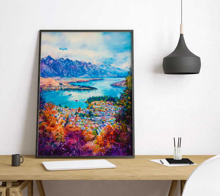 Queenstown Watercolor Poster Wall Art Queenstown Wall Hanging Home Décor Queenstown Gift Art Lovers New Zealand Wall Art