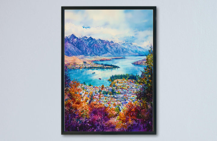 Queenstown Watercolor Poster Wall Art Queenstown Wall Hanging Home Décor Queenstown Gift Art Lovers New Zealand Wall Art