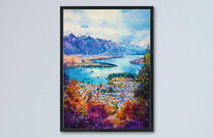 Queenstown Watercolor Poster Wall Art Queenstown Wall Hanging Home Décor Queenstown Gift Art Lovers New Zealand Wall Art