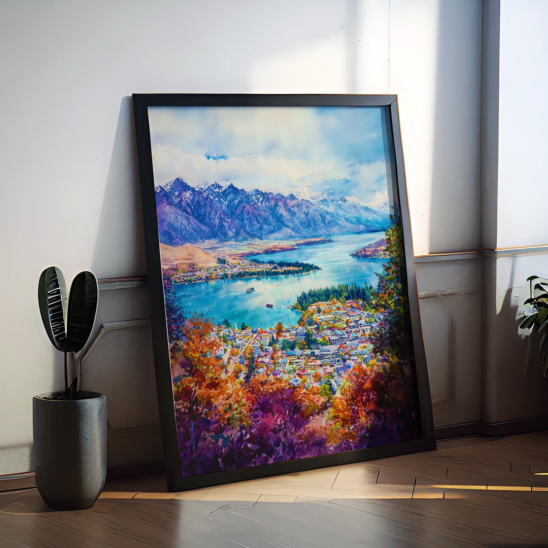 Queenstown Watercolor Poster Wall Art Queenstown Wall Hanging Home Décor Queenstown Gift Art Lovers New Zealand Wall Art