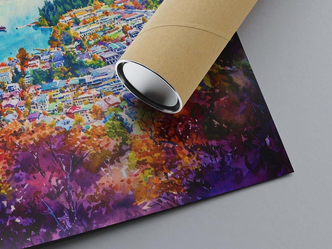 Queenstown Watercolor Poster Wall Art Queenstown Wall Hanging Home Décor Queenstown Gift Art Lovers New Zealand Wall Art