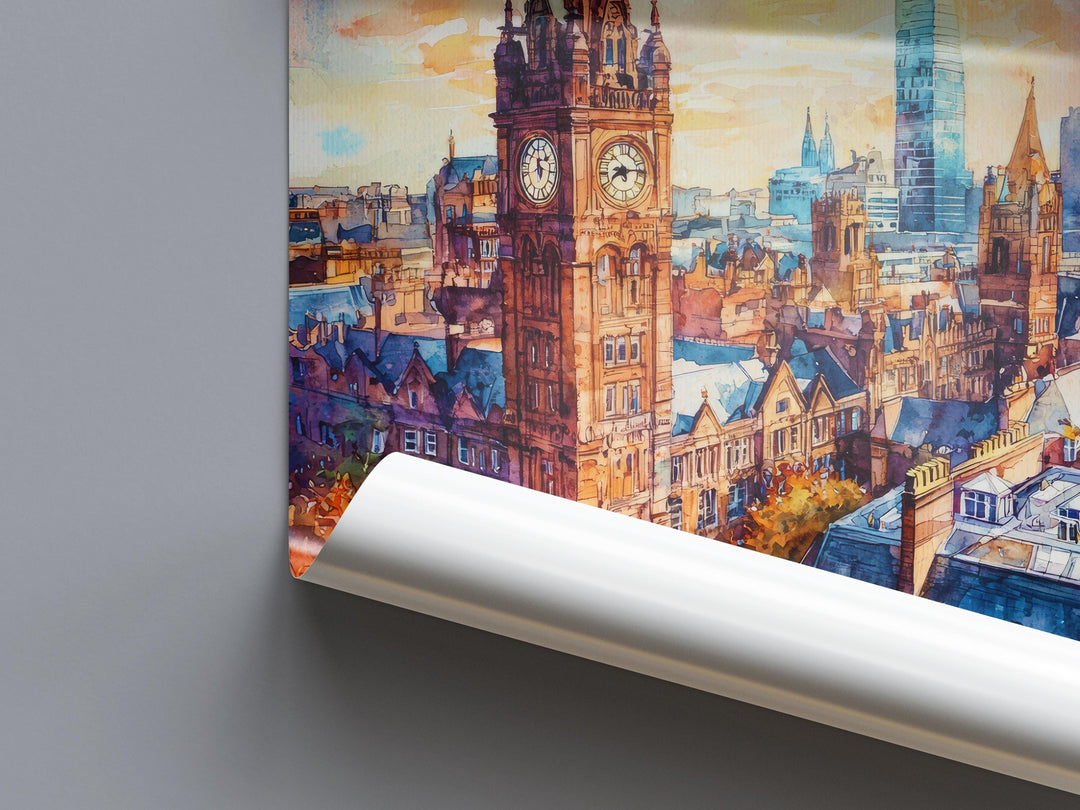 Manchester Watercolor Poster Wall Art Manchester Wall Hanging Home Décor Manchester Gift Art Lovers United Kingdom Wall Art
