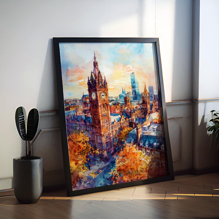 Manchester Watercolor Poster Wall Art Manchester Wall Hanging Home Décor Manchester Gift Art Lovers United Kingdom Wall Art