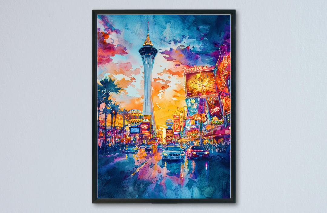 Las Vegas Watercolor Poster Wall Art Las Vegas Wall Hanging Home Décor Las Vegas Gift Art Lovers United States Wall Art