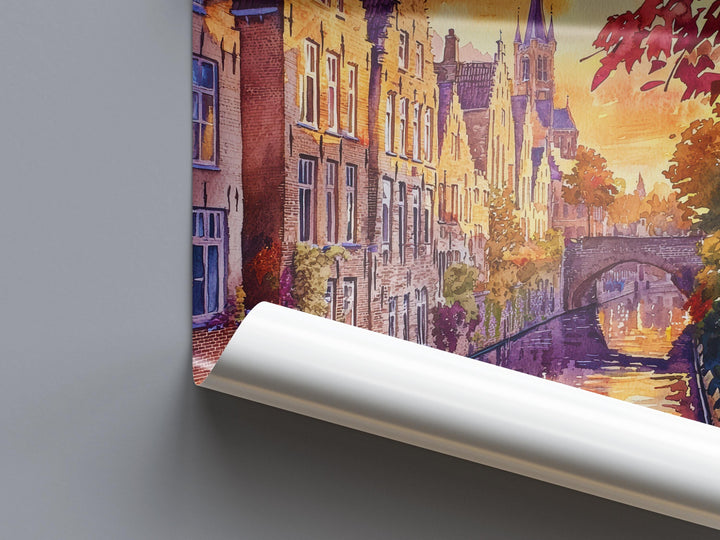Bruges Watercolor Poster Wall Art Bruges Wall Hanging Home Décor Bruges Gift Art Lovers Belgium Wall Art