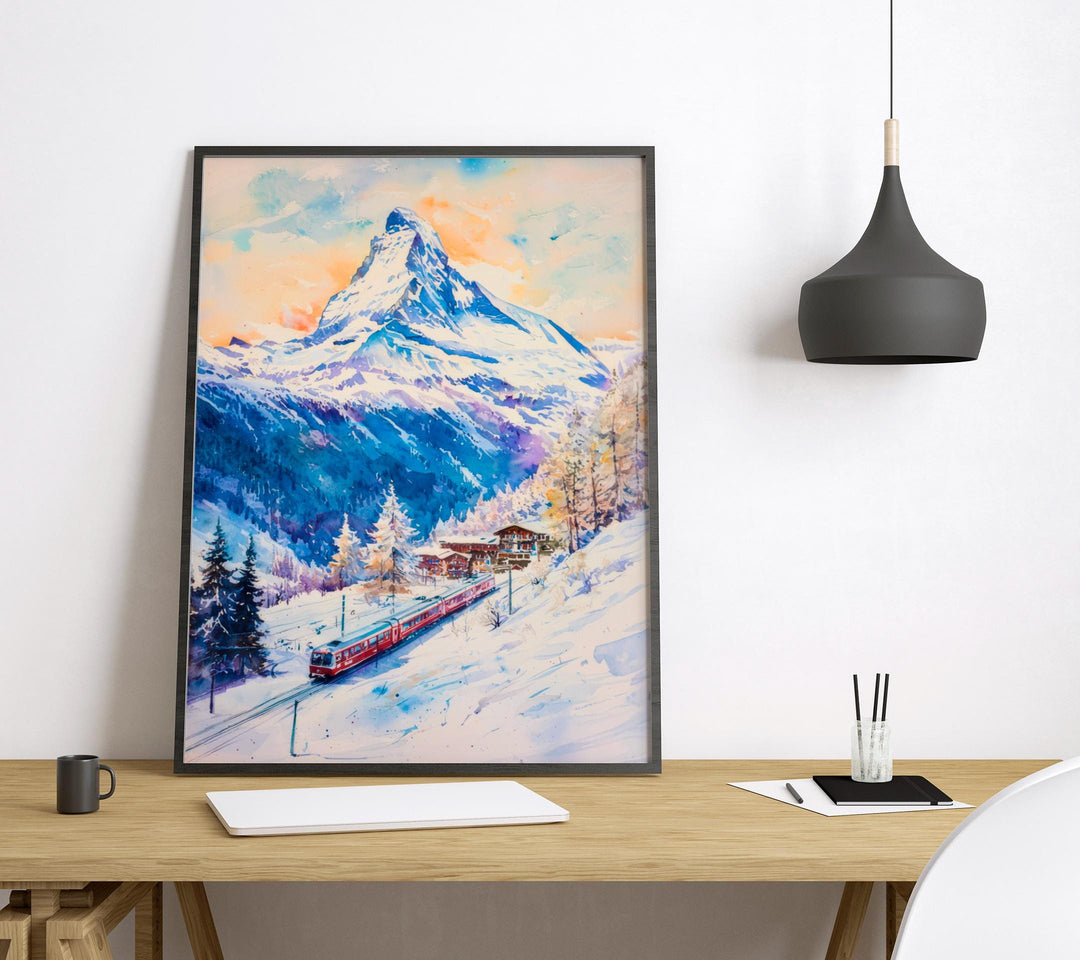 Zermatt Watercolor Poster Wall Art Zermatt Wall Hanging Home Décor Zermatt Gift Art Lovers Switzerland Wall Art