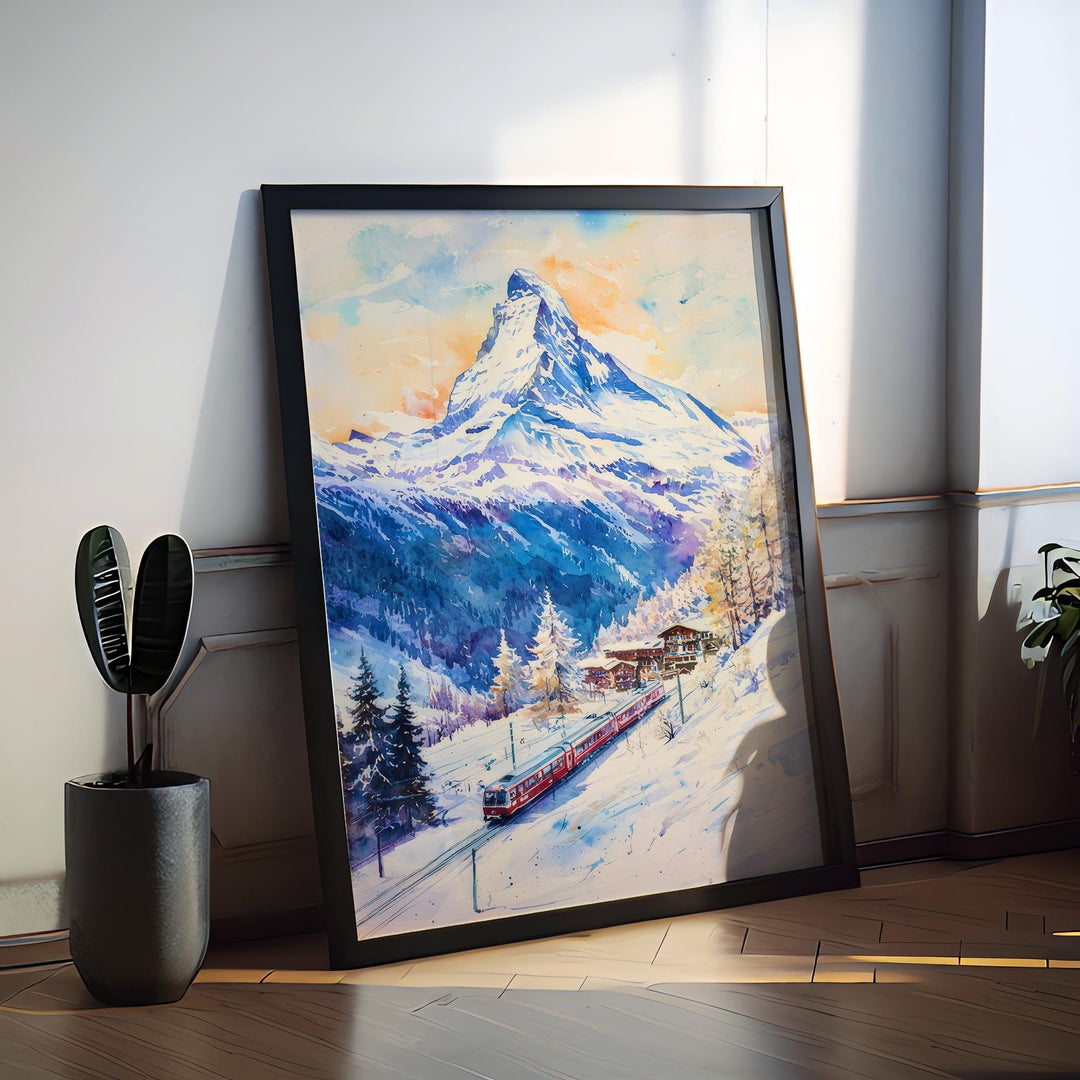 Zermatt Watercolor Poster Wall Art Zermatt Wall Hanging Home Décor Zermatt Gift Art Lovers Switzerland Wall Art