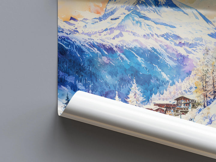 Zermatt Watercolor Poster Wall Art Zermatt Wall Hanging Home Décor Zermatt Gift Art Lovers Switzerland Wall Art