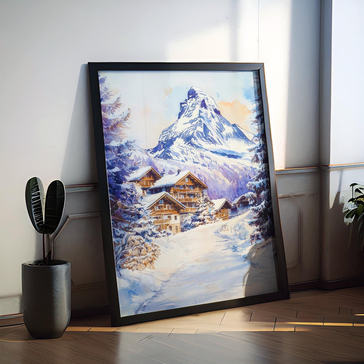 Zermatt Watercolor Poster Wall Art Zermatt Wall Hanging Home Décor Zermatt Gift Art Lovers Switzerland Wall Art