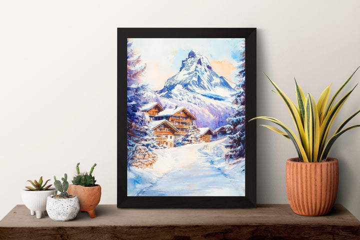 Zermatt Watercolor Poster Wall Art Zermatt Wall Hanging Home Décor Zermatt Gift Art Lovers Switzerland Wall Art