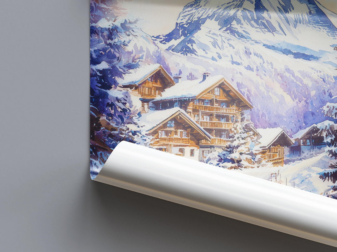 Zermatt Watercolor Poster Wall Art Zermatt Wall Hanging Home Décor Zermatt Gift Art Lovers Switzerland Wall Art